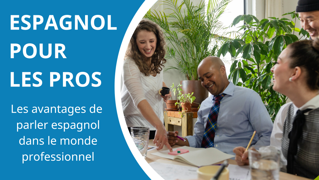 trois personnes parlant espagnol dans un bureau