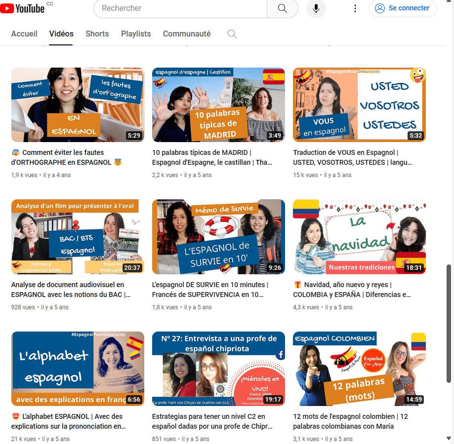 Espagnol à la maison. Yamile sur Youtube